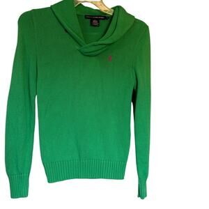 Ralph Lauren Sport Women Shawl Collar Pony Logo Sweater Pullover Vintage Y2k